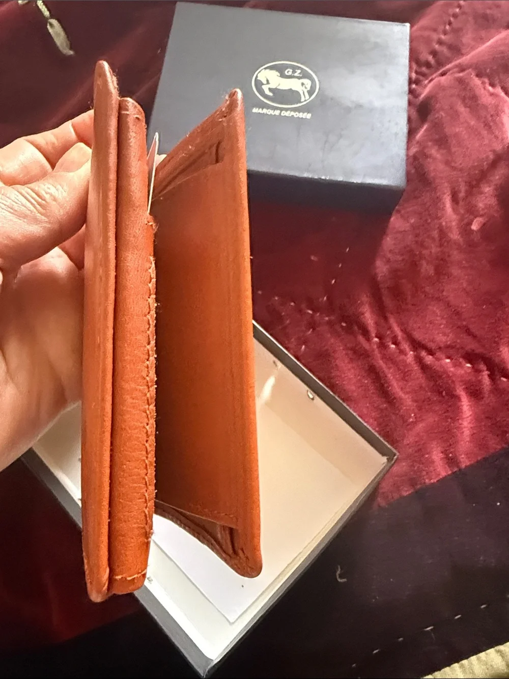 Leather Men's Card Wallet - Tan